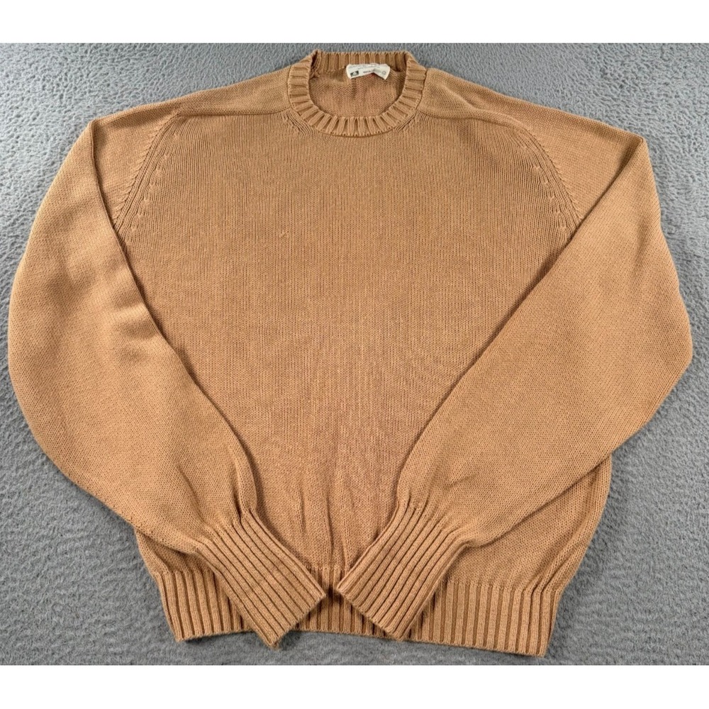 Vintage Lord Jeff Sweater Men's Large Brown Knit Long Sleeve Crewneck USA Made